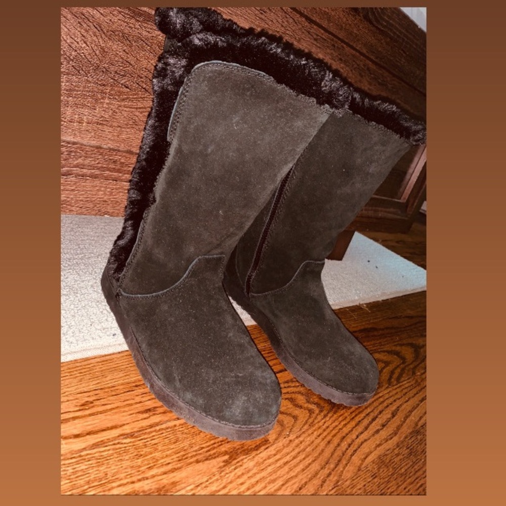 Tall Black fuzzy boots